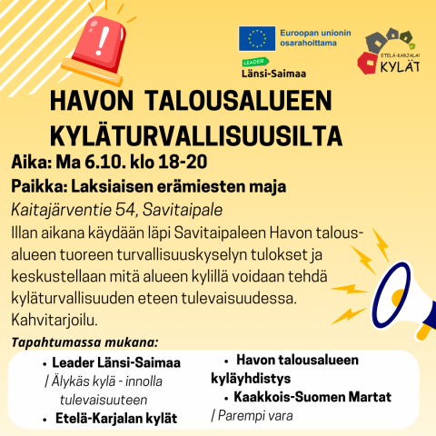 Savitaipaleen Havon alueen kyläturvallisuusilta ma 6.10.