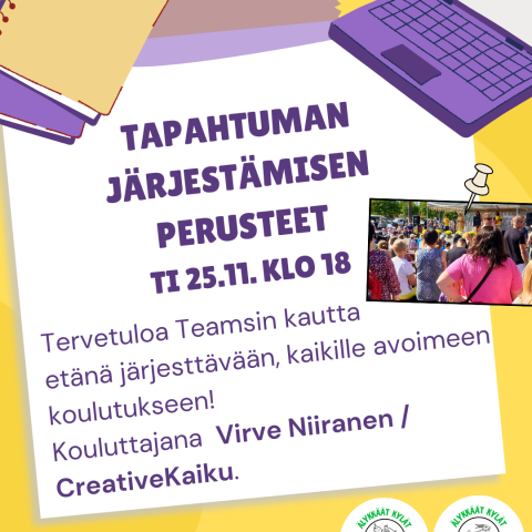 Tapahtuman järjestämisen perusteet -koulutus ti 25.11.