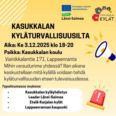 Kasukkalan kyläturvallisuusilta 3.12.