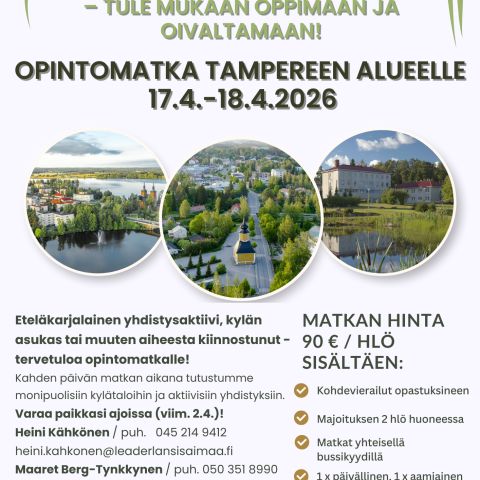 Älykäs kylä -opintomatka Tampereen seudulle 17.4. 18.4. - matkaohjelma