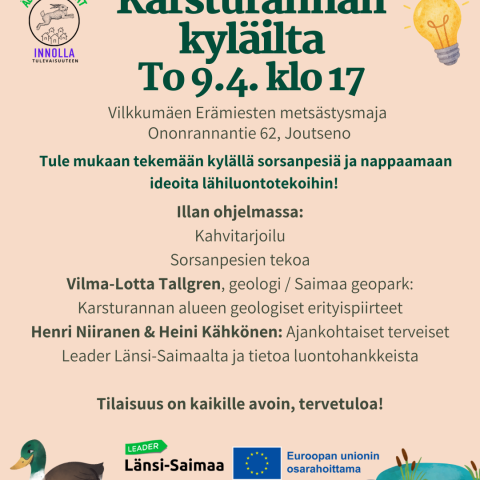 Kyläilta Joutsenon Karsturannassa to 9.4.26